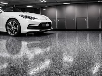 High-gloss epoxy garage floor