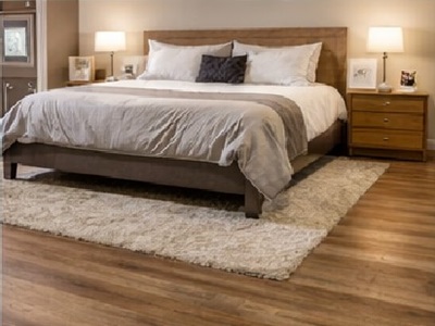 Timber-look laminate bedroom floor